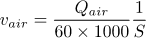 link between the air flow rate and the air velocity in the powder